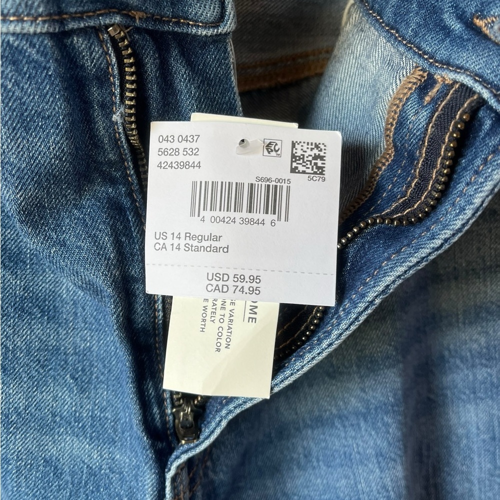 American Eagle NWT Women’s Ex-Boyfriend Jean Shadow Patched Blues Stigrid Sz 14 - Picture 5 of 8